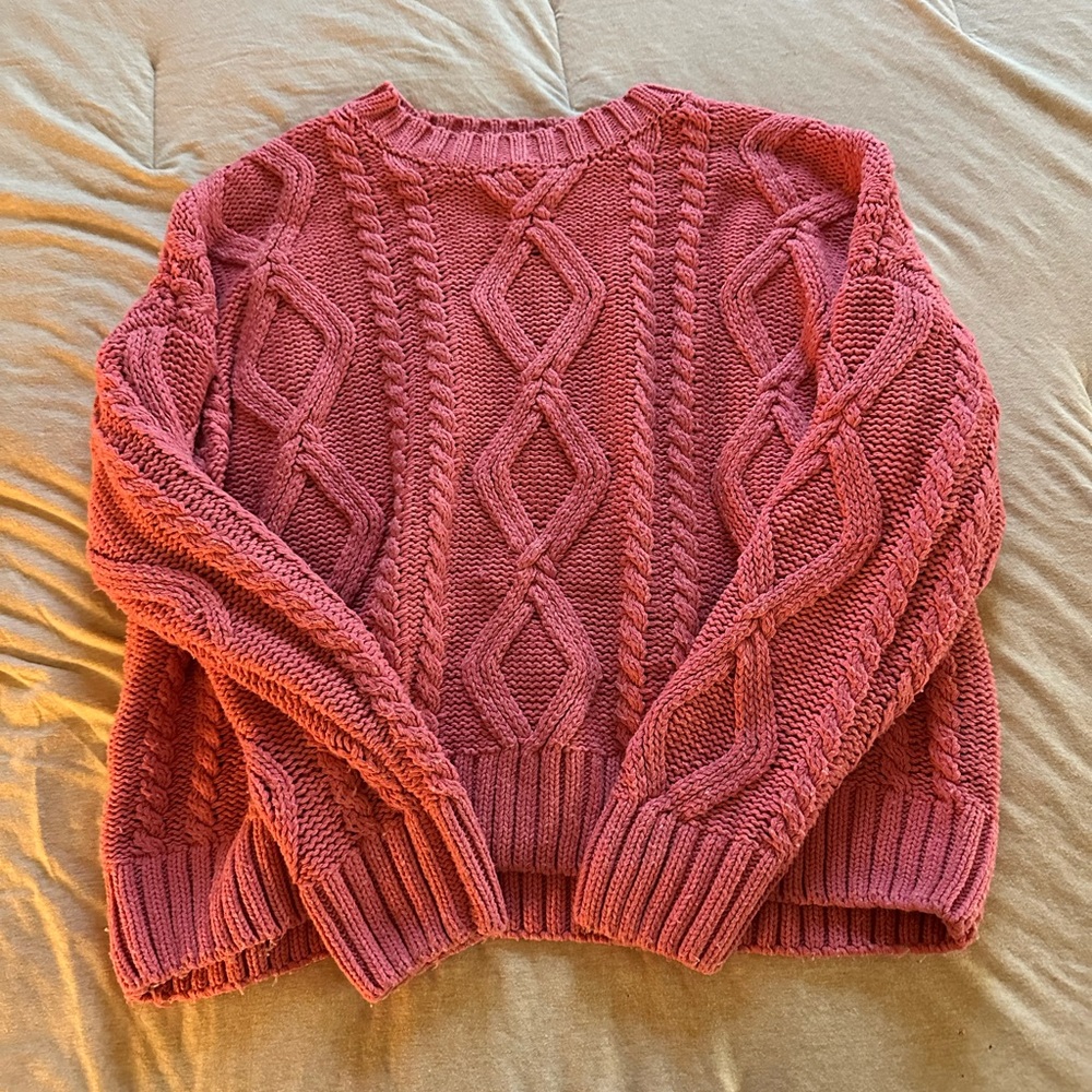 Cable Knit Sweater in Pink